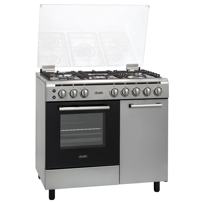 Cuisinière à gaz 8195 Inox Fonte FFD 90cm cache bouteille