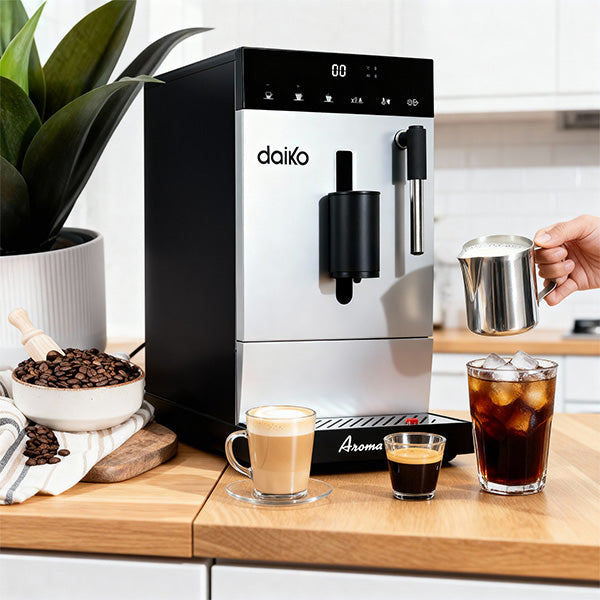 Machine à café automatique Digitale 19 bars Silver avec mousseur à lait