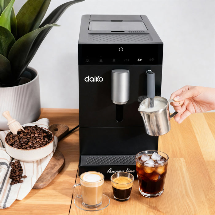 Machine à café automatique Digitale 19 bars Noir avec mousseur à lait