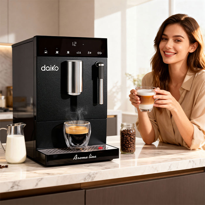 Machine à café automatique Digitale 19 bars Noir avec mousseur à lait