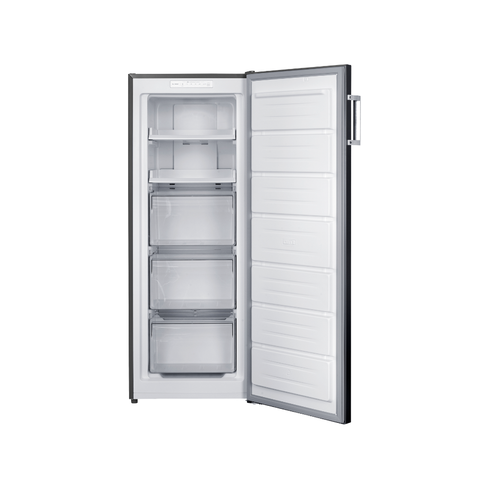 Congélateur vertical No Frost 135 L inox Daiko CVN4707DK – porte ouverte