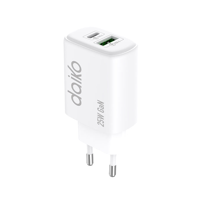 Fast charger Blanc 2 USB C-A 25W