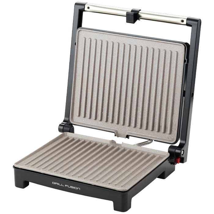 Grill panini en acier inoxydable Ouverture à 90°, 105° et 180° Revêtement antiadhésif en granite