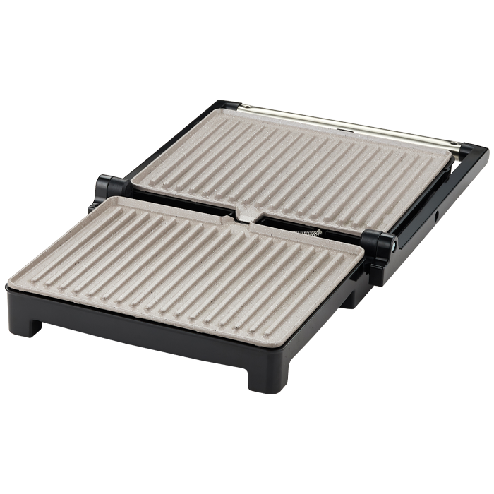 Grill panini en acier inoxydable Ouverture à 90°, 105° et 180° Revêtement antiadhésif en granite